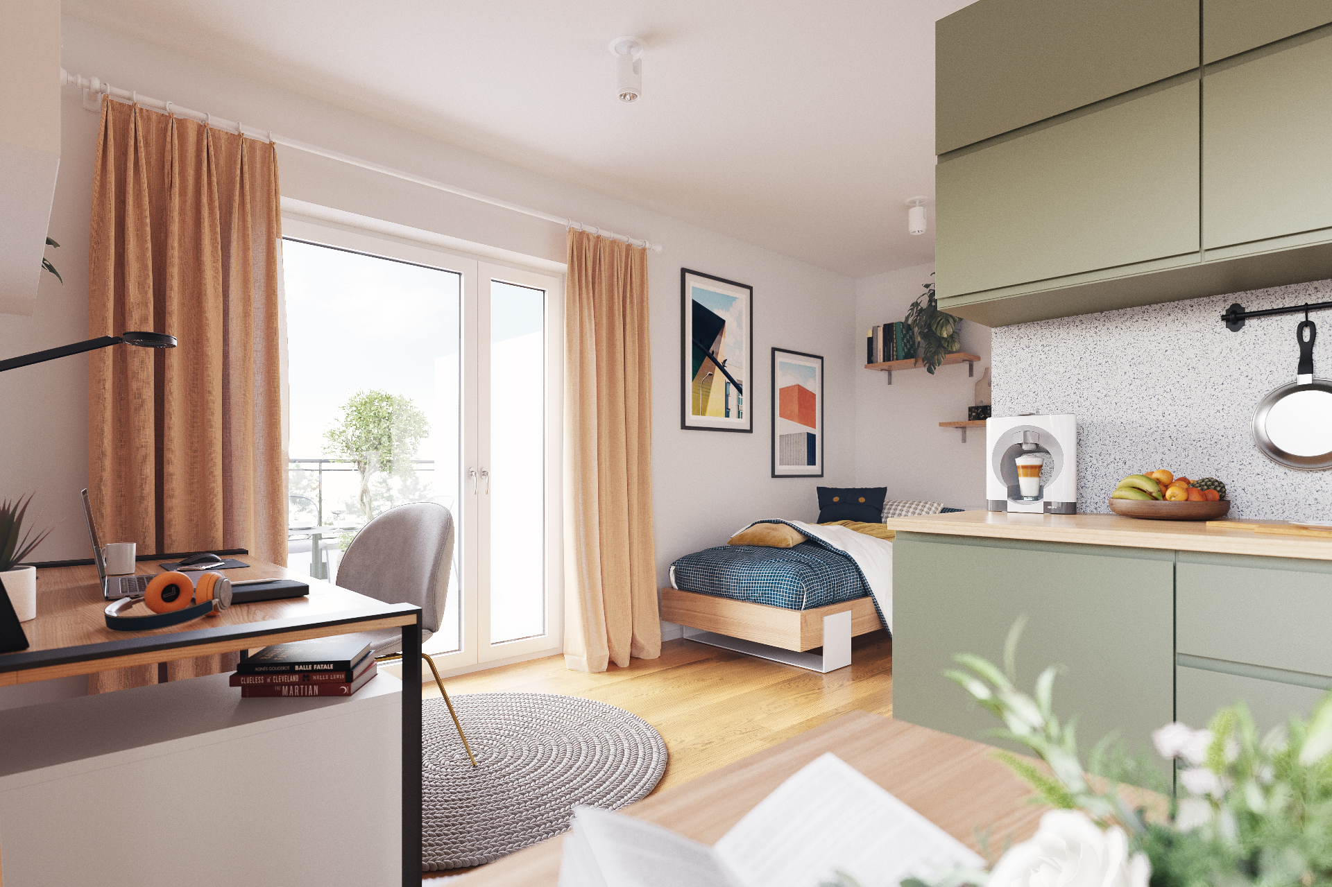 Innenansicht eines möblierten Apartments